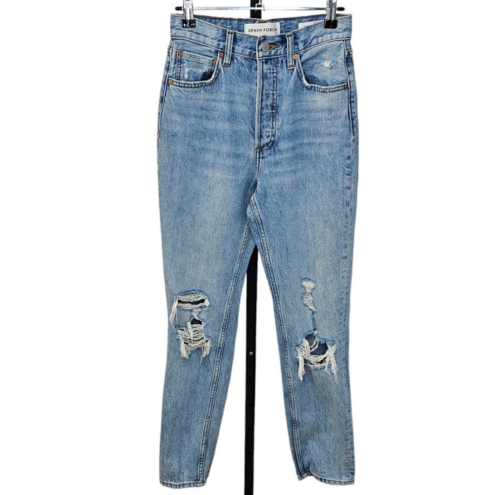 Denim Forum Womens The BF High Rise Loose Jeans Blue Button Fly Size 23
